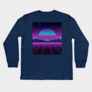 Spectacular Sunset Synthwave Kids Long Sleeve T-Shirt